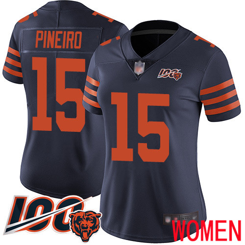 Chicago Bears Limited Navy Blue Women Eddy Pineiro Jersey NFL Football 15 100th Season Rush Vapor Untouchable